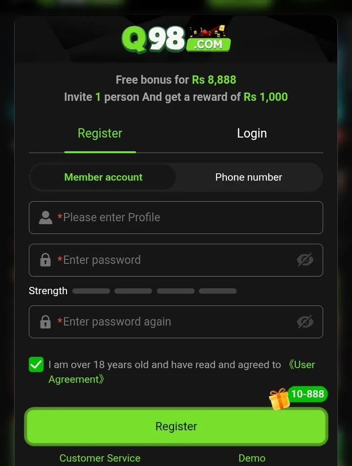 Q98 login and registration