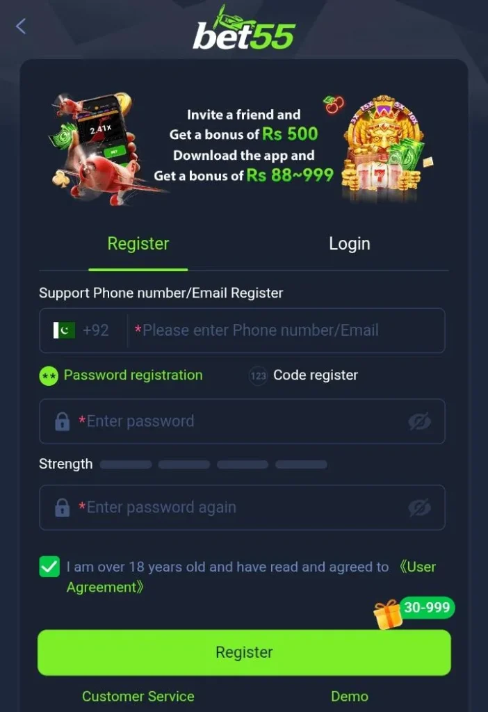 Bet55 login