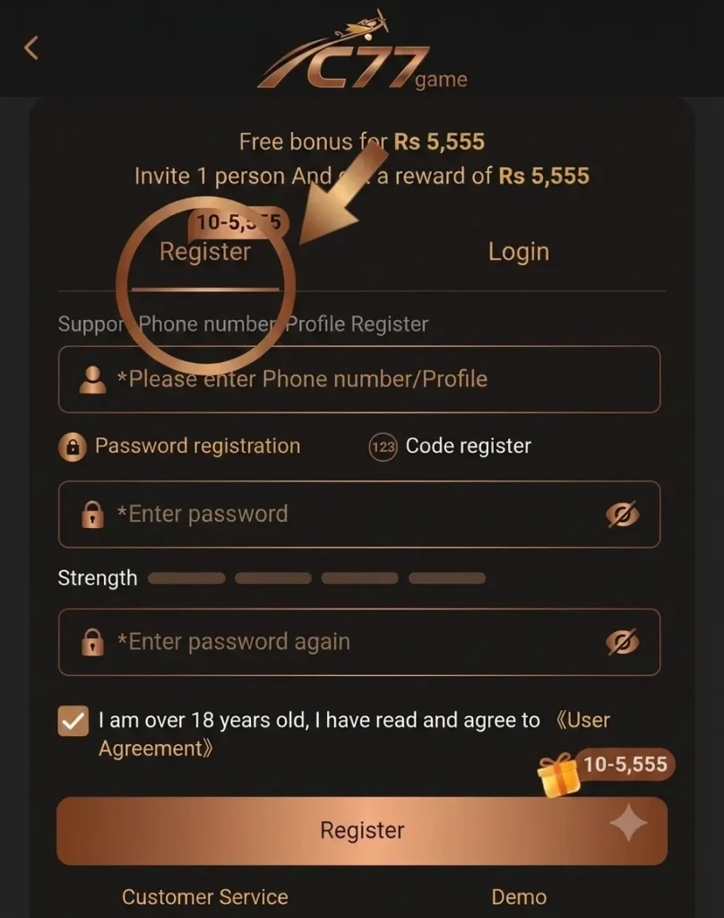 C777 APK registration