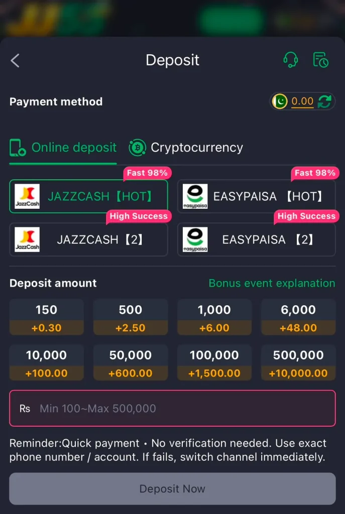 J55 Game 8 Money deposite in J55 Game