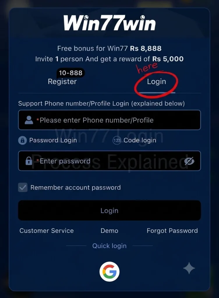Winpkr77 login